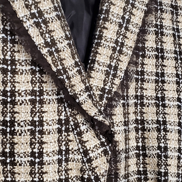 Laundry by Shelli Segal tweed belted waist blazer jacket tan brown cream size 10 - Picture 10 of 10